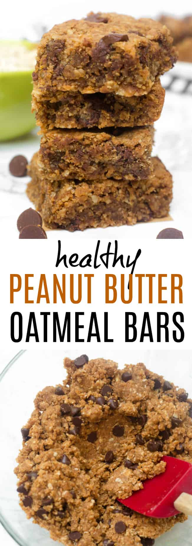Healthy Peanut Butter Oatmeal Bars with Chocolate Chips - Healthy Liv